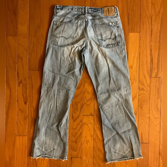 Men’s American Eagle Worn & Torn In All The Right Places Zipper 🪰 Blue Jeans! - Picture 7 of 9